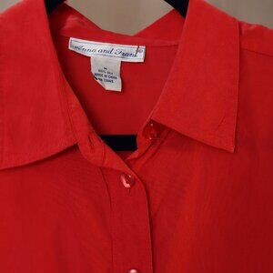 SILK Button Down Long Sleeve Blouse - Anna & Frank Medium 100% Silk - Pink